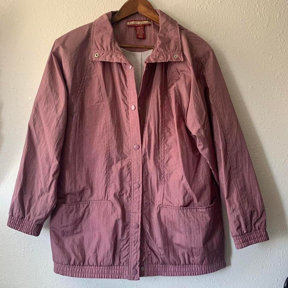 Vintage 90s Tudor‎ Court Nylon Windbreaker Mauve Pink Gorpcore Jacket Womens M